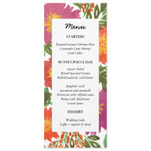 Placa de Menu Flor de Aquarela