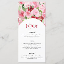 Placa de Menu Floral Rosa