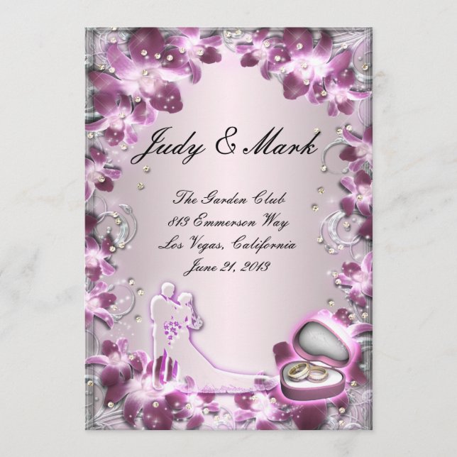 Placa de Menu Floral Trendy Purple (Frente)