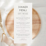 Placa de menu mínima moderna e elegante<br><div class="desc">Moderno e Elegante, festa ou menu aniversário. Um design elegante em preto e branco ou qualquer cor de fundo que você escolher. Basta clicar no link personalizar mais, mostrado na área de personalização de texto à direita, e escolher seu fundo de cor personalizado. Este poster de placa torna rápido e...</div>