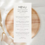 Placa de menu mínima moderna e elegante<br><div class="desc">Moderno e Elegante, festa ou menu aniversário. Um design elegante em preto e branco ou qualquer cor de fundo que você escolher. Basta clicar no link personalizar mais, mostrado na área de personalização de texto à direita, e escolher seu fundo de cor personalizado. Este poster de placa torna rápido e...</div>