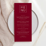 Placa de Menu Moderna Elegante<br><div class="desc">Moderno e Elegante, festa ou menu aniversário. Um design elegante de burgundy e branco ou qualquer cor de fundo que você escolher. Basta clicar no link personalizar mais, mostrado na área de personalização de texto à direita, e escolher seu fundo de cor personalizado. Este poster de placa torna rápido e...</div>