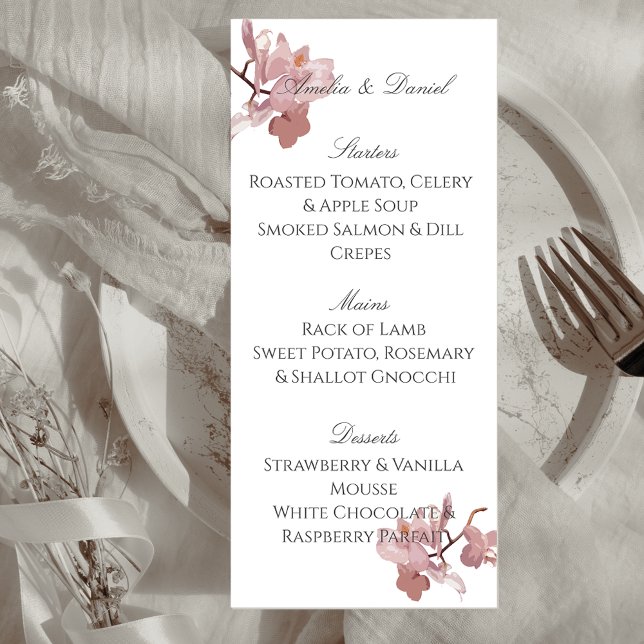 Placa de menu Orquídea Rosa Elegante (Criador carregado)