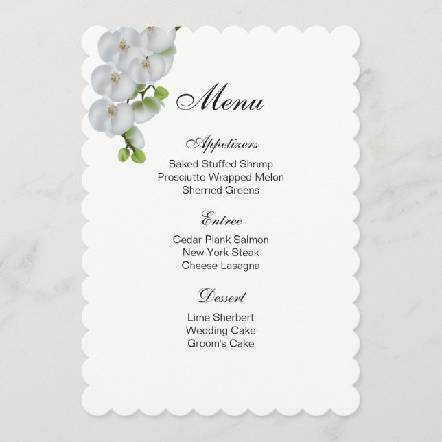 Placa de menu - Orquídeas brancas (Frente)