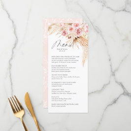 Placa de Menu Pampas Gras Mdern Boho BLush PInk