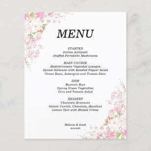 Placa de menu plana, cor-de-rosa, Elegante de orça