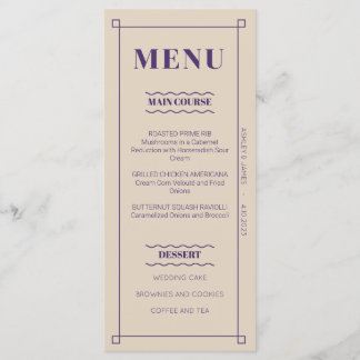 Placa de menu plana personalizada retrorminimalist