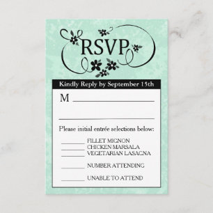 Placa de menu RSVP 3,5x5 - Branco verde-mint e pre