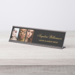 Placa De Mesa 3 Fotografia Makeup Lashes Hair Salon Name Plate B