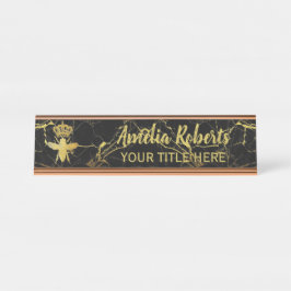 Placa De Mesa ABELHA DE RAINHA Personalizada OuroBloco Nameplate