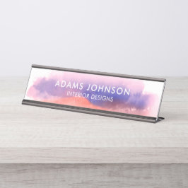 Placa De Mesa Abstrato de Aquarela Azul Profissional