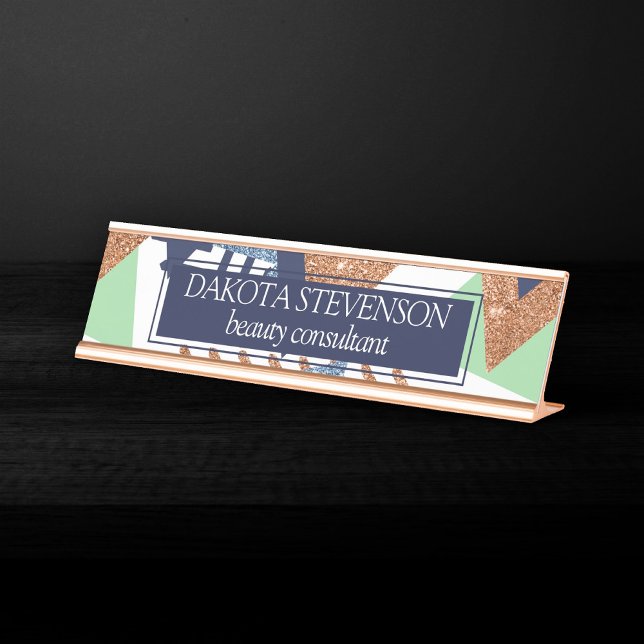 Placa De Mesa abstrato de cores 80s | Rosa Dourado Mint 90s (Criador carregado)