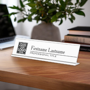 Placa De Mesa Adicionar logotipo comercial, nome, título profis