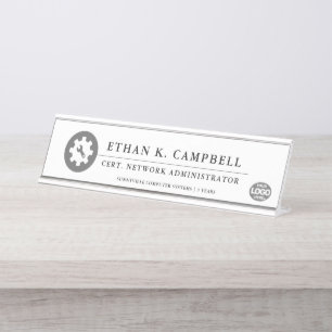 Placa De Mesa Administrador de Rede Símbolo da indústria + Log