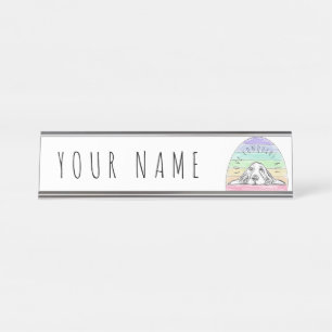 Placa De Mesa Adoro conquistas todos os cães do arco-íris