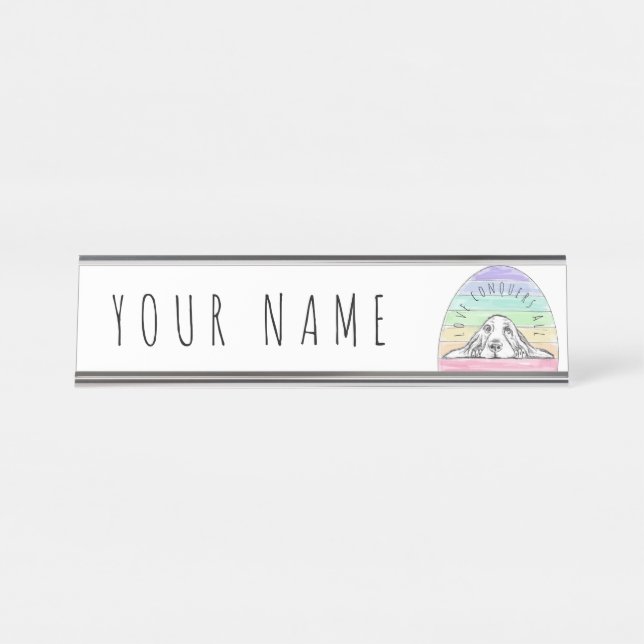 Placa De Mesa Adoro conquistas todos os cães do arco-íris (Frente)