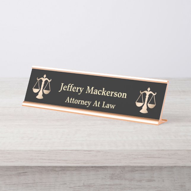 Placa De Mesa Advogado-Advogado Scales da Justiça Dourado (Frente)