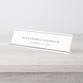 Placa De Mesa Advogado branco minimalista profissional