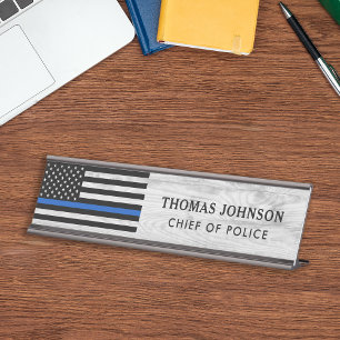 Placa De Mesa Agente Policial da Linha Azul Thin Policial da Mad