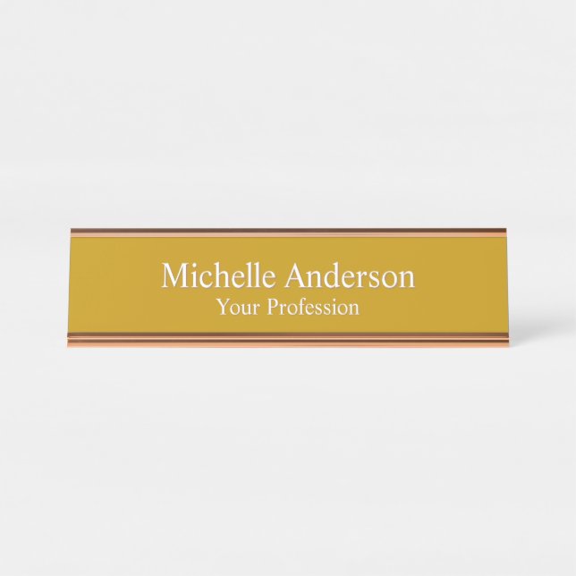 Placa De Mesa Amarelo de dijon simples profissional moderno mini (Frente)