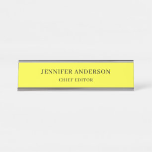 Placa De Mesa Amarelo Limão Profissional Moderno Simples Minimal