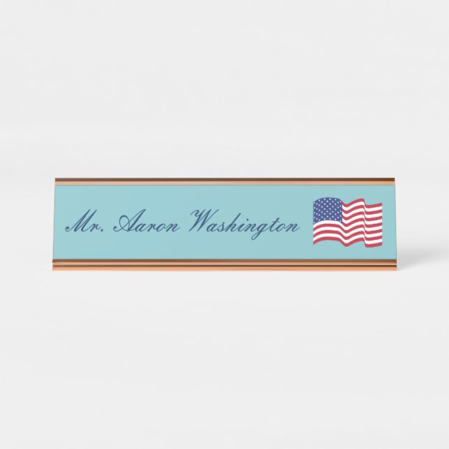 Placa De Mesa American Flag Name Plate  (Frente)