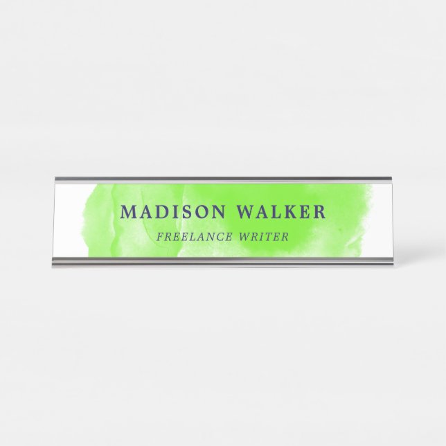 Placa De Mesa Apple Green Watercolor (Frente)