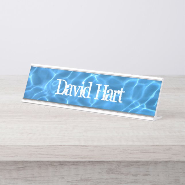 Placa De Mesa Aqua Blue Swimming Pool Photo (Frente)
