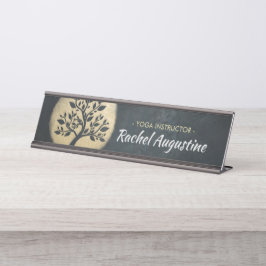 Placa De Mesa Árvore Dourada do Instrutor de Meditação do Yoga S