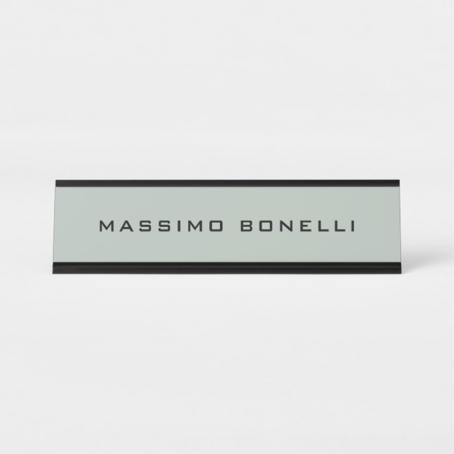 Placa De Mesa Ash Grey Minimalist Plain Legible Modern (Frente)