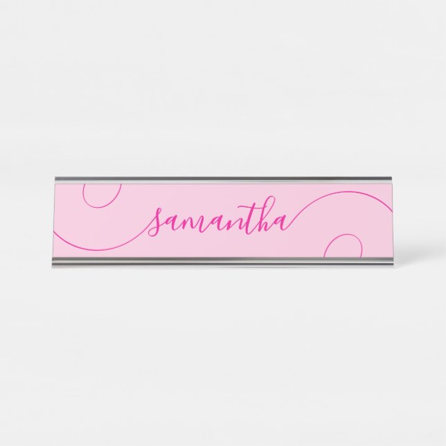 Placa De Mesa Assinatura Moderna Rosa Curly (Frente)