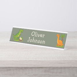 Placa De Mesa Aventura de Volta às Aulas Começa Aqui Dinossauro