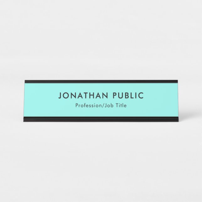 Placa De Mesa Azul-azul-clara-Modelo minimalista elegante modern (Frente)