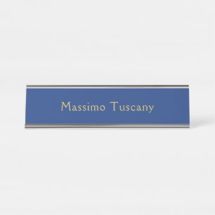 Placa De Mesa Azul Escuro & Dourado Profissional Minimalista Mod