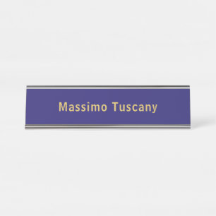 Placa De Mesa Azul Escuro & Dourado Profissional Minimalista Mod
