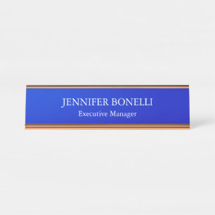 Placa De Mesa Azul minimalista personalizado adicione seu nome