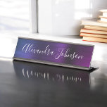 Placa De Mesa Azul Púrpura Metálico Folha Moderna Elegante<br><div class="desc">Placa de nome comercial minimalista de aço inoxidável de folhas azul e púrpura com letra branca para o monograma. A Prata de nome comercial moderna e elegante do Foil Metal pode ser personalizada com seu nome. Entre em contato com o designer para obter itens correspondentes personalizados.</div>