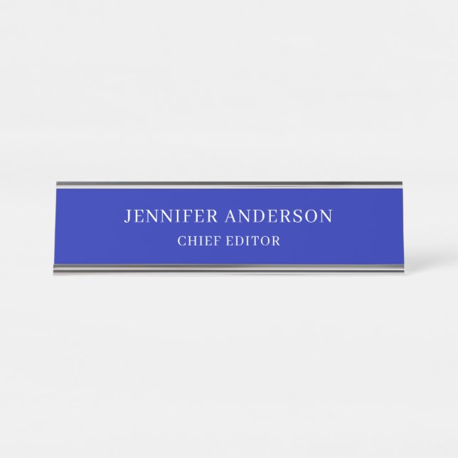 Placa De Mesa Azul Zaffre Profissional Moderno Simples Minimalis (Frente)