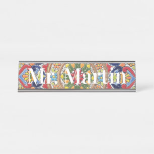 Placa De Mesa Azulejo espanhol Vibrant Vintage