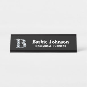 Placa De Mesa B Faux Diamond Desk Nameplate