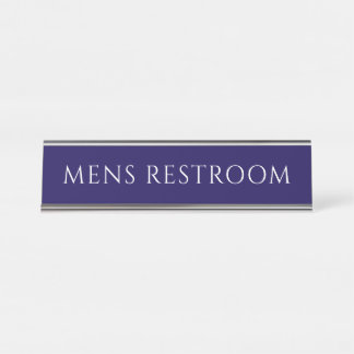 Placa De Mesa Banheiro Masculino Azul Elegante