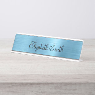 Placa De Mesa Bebê Menina Azul Metálico Brilhante