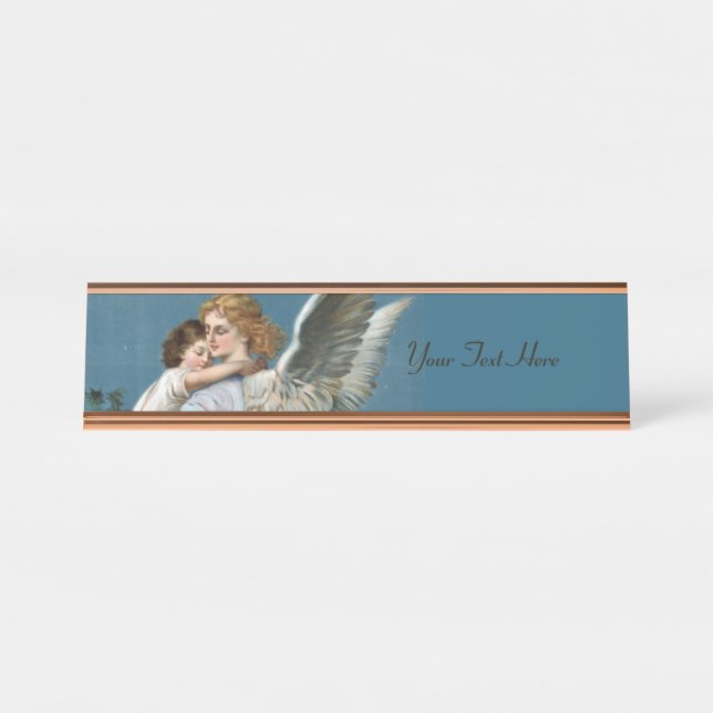 Placa De Mesa Bela Pintura de Anjo da Guarda (Frente)