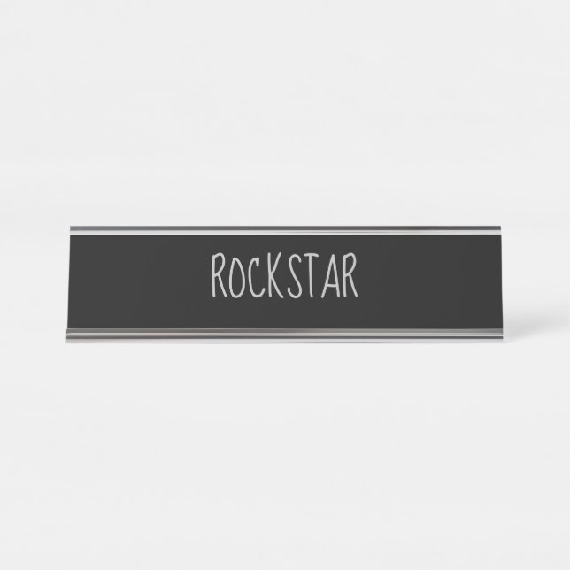 Placa De Mesa Black Silver 'Rockstar' Engraçado (Frente)