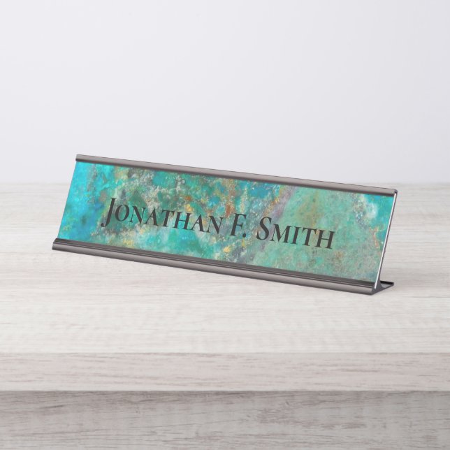 Placa De Mesa Blue Chrysocolla Mineral Stone Personalizado (Frente)