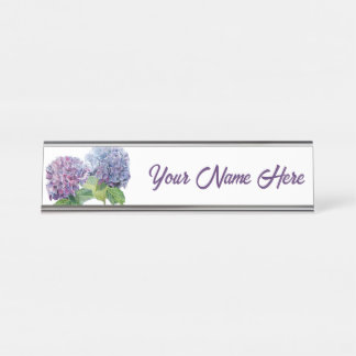 Placa De Mesa Blue Hydrangeas Personalized Nameplate