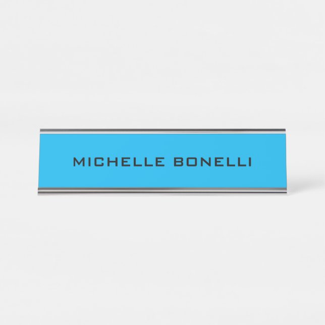 Placa De Mesa Blue Minimalist Plain Modern (Frente)