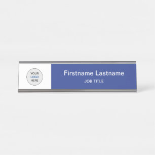 Placa De Mesa Blue Your Logo Modern Desk Name Play
