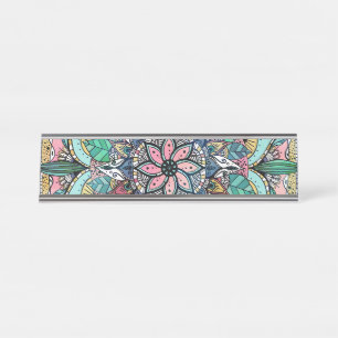 Placa De Mesa Bohemian Colorful Watercolor Floral Mandala