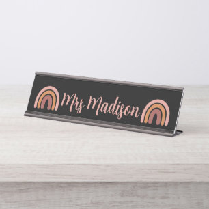 Placa De Mesa Boho Arco-Íris Fofo Professor Personalizado